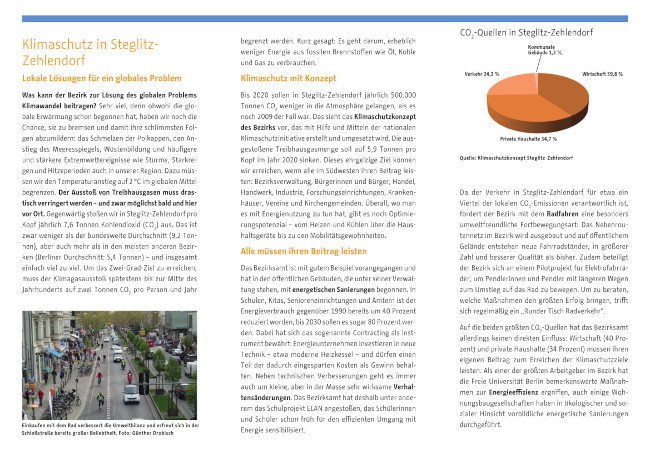 Flyer mit Projektlogo Klimaschutz Steglitz-Zehlendorf